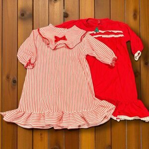 Vintage Christmas Night Gowns Newborn Alexis Red And White Tree Ruffle 80s 70s